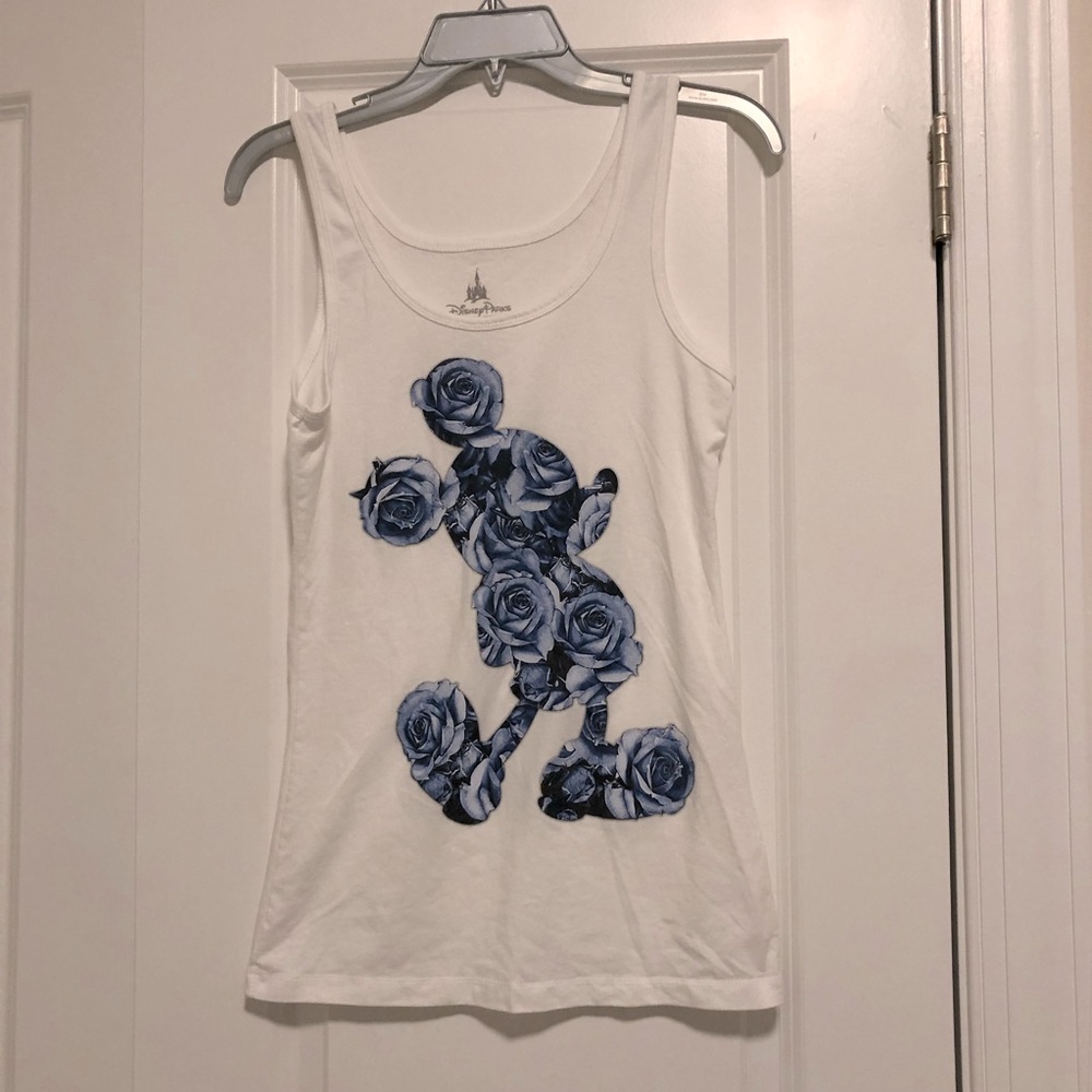 Disney Parks Blue Rose Mickey Mouse Silhouette Tank